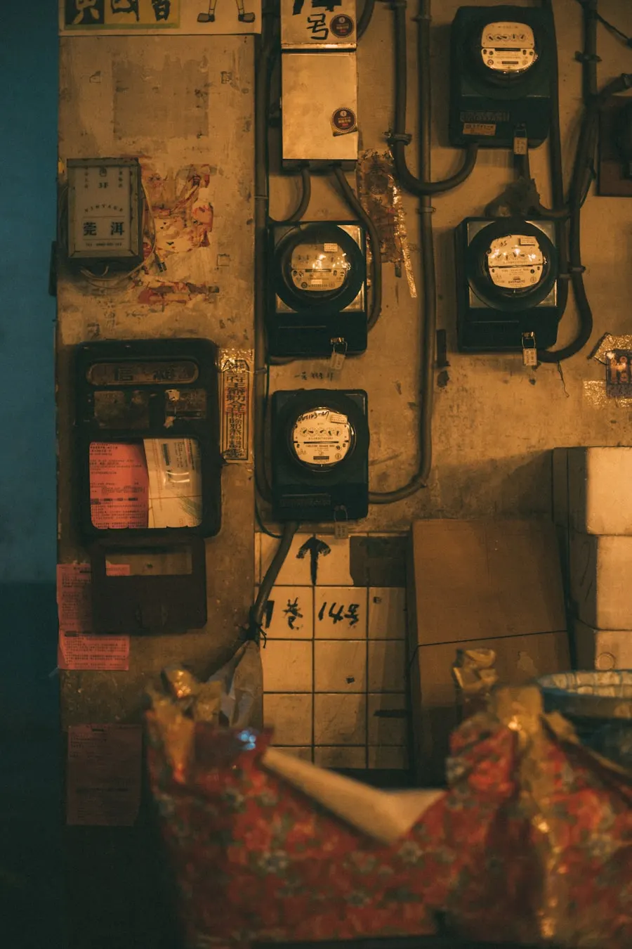Electric meters on a wall