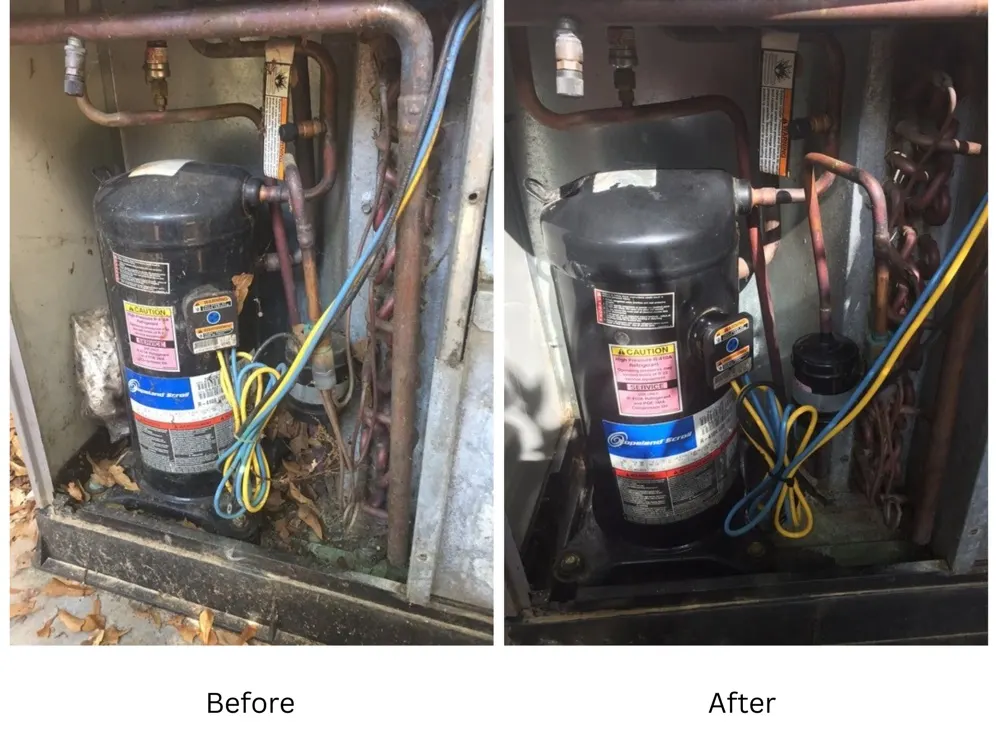 Before and after: a tidy, serviced system