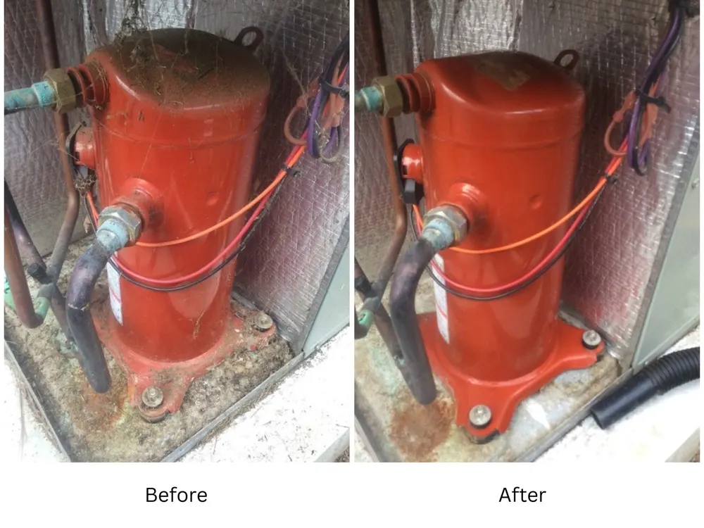 Before and after: equipment cleaned and serviced