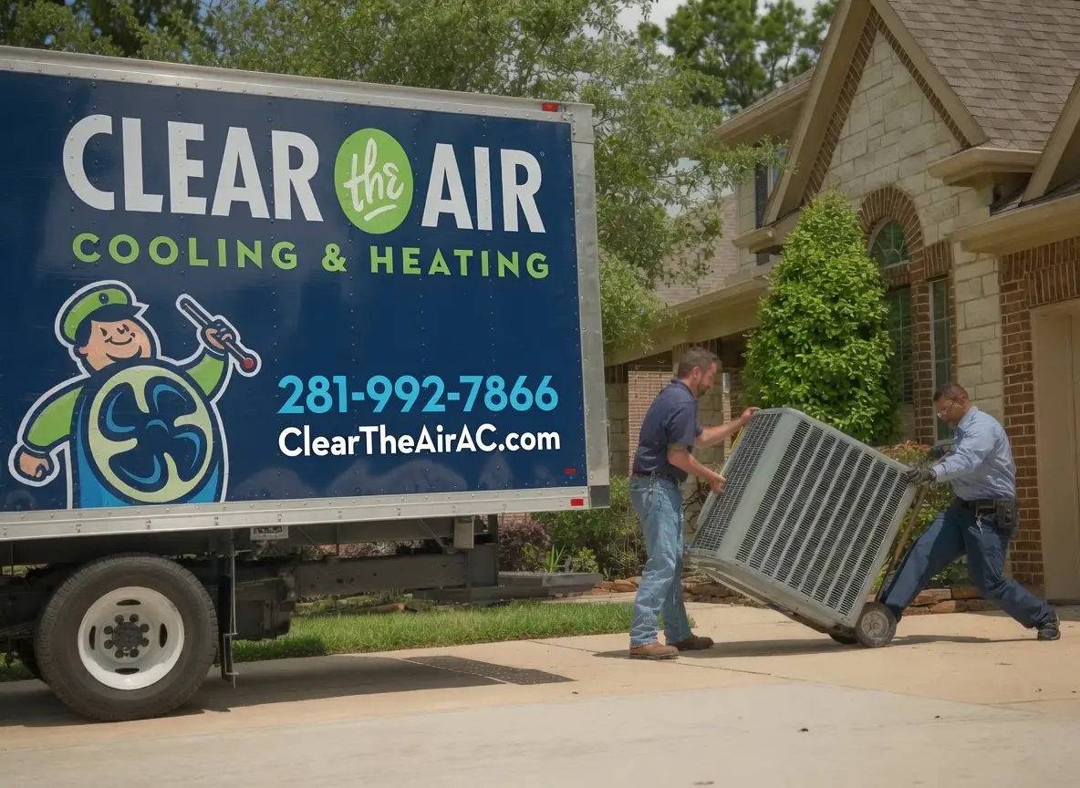 Clear the Air installers delivering a new system to a Pearland home